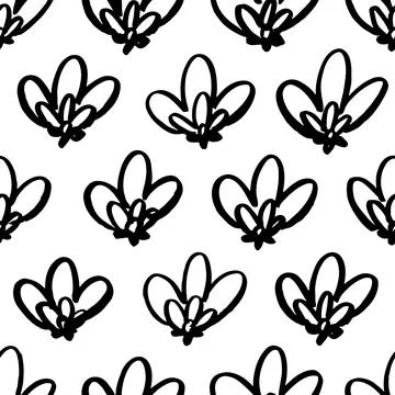 Floral seamless pattern with hand drawn lotuses. Illustrazione stock