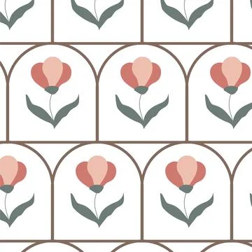 Floral seamless pattern. Hand drawn large flower buds. Flower silhouettes. .. Illustrazione stock