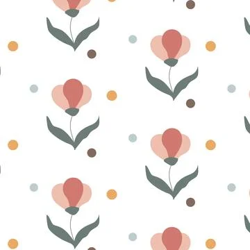 Floral seamless pattern. Hand drawn large flower buds. Flower silhouettes. .. Stock Illustration