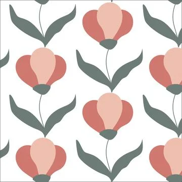 Floral seamless pattern. Hand drawn large flower buds. Flower silhouettes. .. Stock Illustration