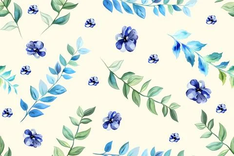 Floral seamless pattern with hand drawn watercolor herbs and flowers. Stock Illustrazione stock
