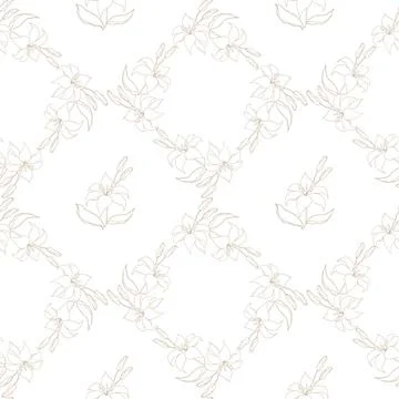 Floral Seamless Pattern with hand drawn golden flowers lilly Stock Illustration