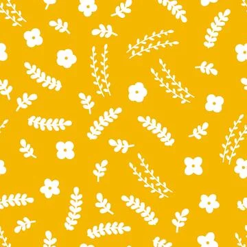 Floral seamless pattern with hand drawn elements. Scandinavian style. Cute .. イラスト素材