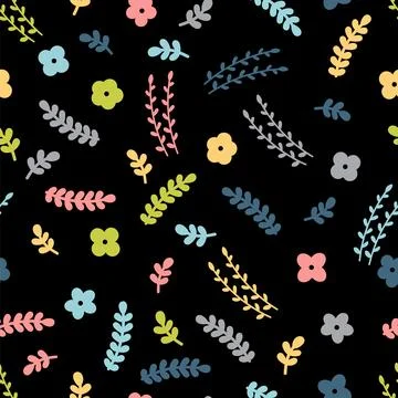 Floral seamless pattern with hand drawn flowers. Scandinavian style. Doodle.. Stock-Illustration