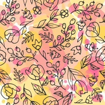 Floral seamless pattern. Herbal tea and wild flowers Stock Illustration