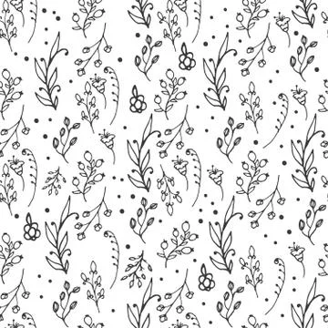 Floral seamless pattern. Herbs and wild flowers print Stock Illustration