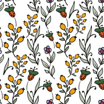 Floral seamless pattern. Herbs and wild flowers print Stock Illustration