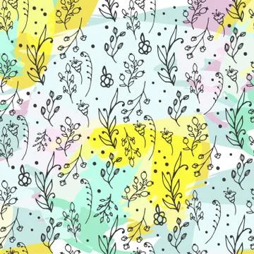 Floral seamless pattern. Herbs and wild flowers print Stock Illustration