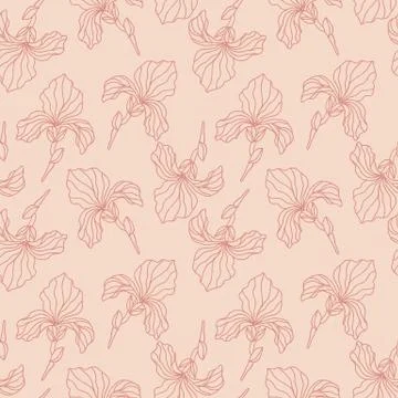 Floral seamless pattern with iris flowers Illustrazione stock
