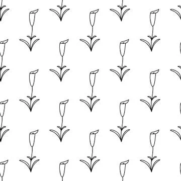 Floral seamless pattern. Isolated on white background. Vector stock illustrat Stock Illustration