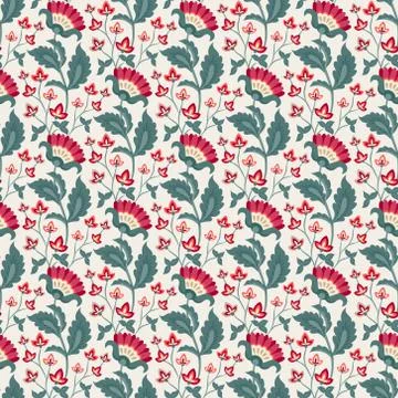 Floral seamless pattern, Jacobean style flowers Stock Illustration