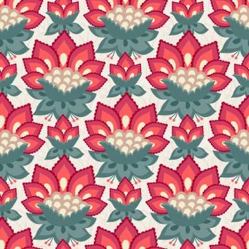 Floral seamless pattern, Jacobean style flowers Stock Illustration