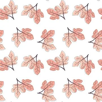 Floral seamless pattern, leaf fig on white background Illustrazione stock