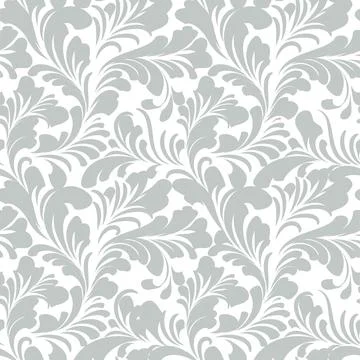 Floral seamless pattern with leaves. Abstract swirl line leaf texture Stock Illustration