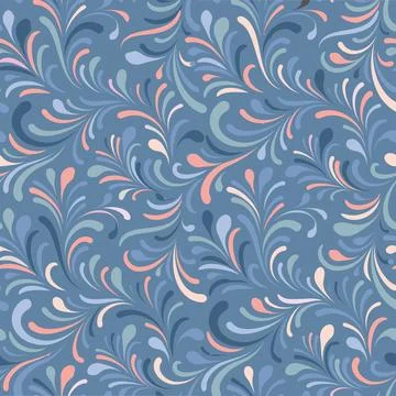 Floral seamless pattern with leaves. Abstract swirl line leaf texture 스톡 일러스트