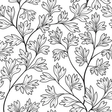 Floral seamless pattern. Leaves background. Flourish garden branch Stock Illustration