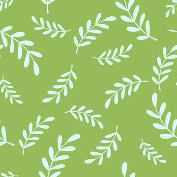 Floral seamless pattern with light blue random leaves branches elements print Illustrazione stock