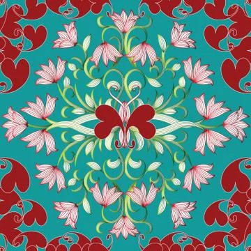 Floral seamless pattern. Light turquoise flourish vector backgro イラスト素材