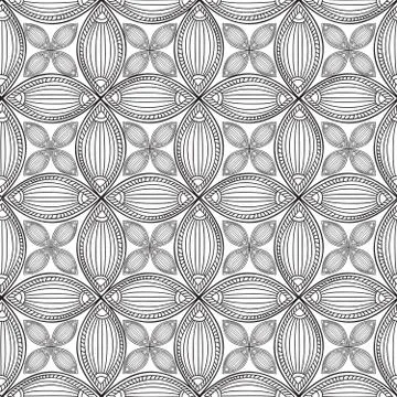 Floral seamless pattern Linear orient ornament Abstract background Stock Illustration