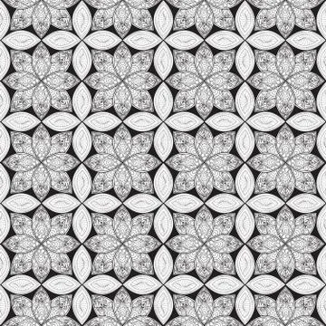 Floral seamless pattern Linear orient ornament Abstract background Stock Illustration