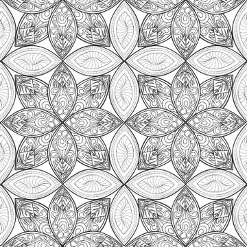 Floral seamless pattern Linear orient ornament Abstract background Illustrazione stock