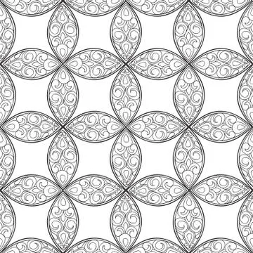 Floral seamless pattern Linear orient ornament Abstract background Stockillustratie