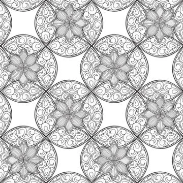 Floral seamless pattern Linear orient ornament Abstract background Stock Illustration
