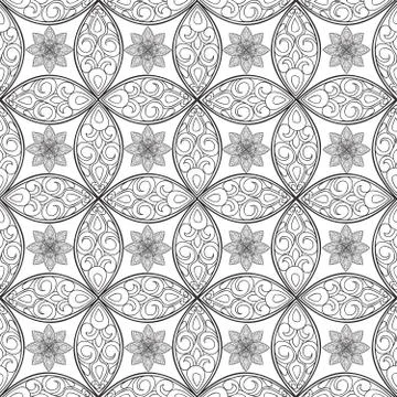 Floral seamless pattern Linear orient ornament Abstract background 스톡 일러스트