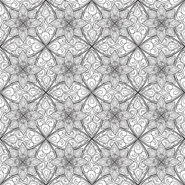 Floral seamless pattern Linear orient ornament Abstract background Stock Illustration