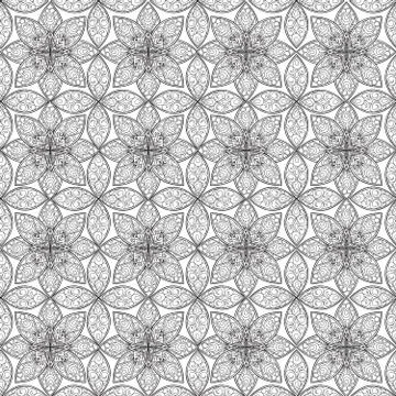 Floral seamless pattern Linear orient ornament Abstract background Stock Illustration