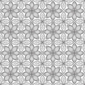 Floral seamless pattern Linear orient ornament Abstract background Stockillustratie