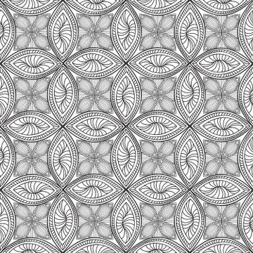Floral seamless pattern Linear orient ornament Abstract background Stock Illustration