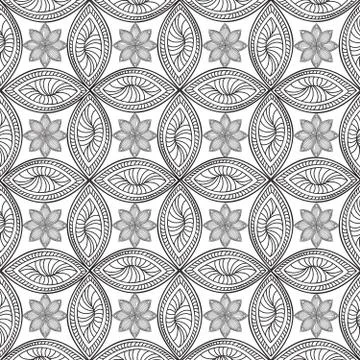 Floral seamless pattern Linear orient ornament Abstract background イラスト素材