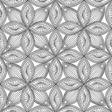Floral seamless pattern Linear orient ornament Abstract background 스톡 일러스트