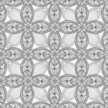 Floral seamless pattern Linear orient ornament Abstract background Stock Illustration