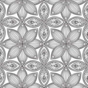 Floral seamless pattern Linear orient ornament Abstract background Stock Illustration
