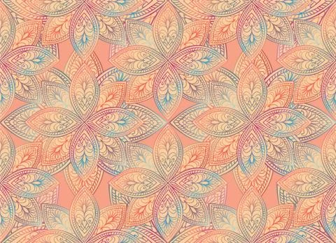 Floral seamless pattern Linear orient ornament Abstract background イラスト素材