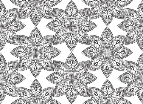 Floral seamless pattern Linear orient ornament Abstract background イラスト素材