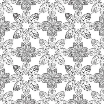 Floral seamless pattern Linear orient ornament Abstract background Stock Illustration