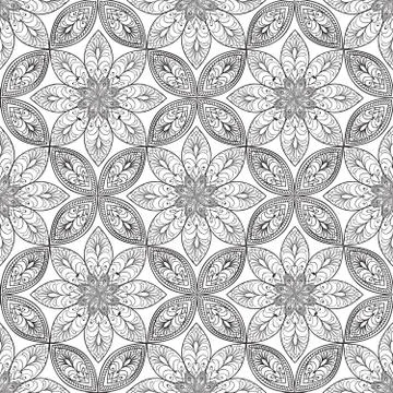 Floral seamless pattern Linear orient ornament Abstract background Stock Illustration