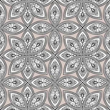 Floral seamless pattern Linear orient ornament Abstract background Illustrazione stock