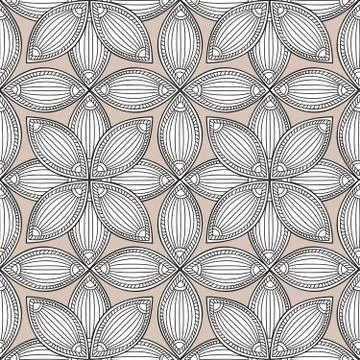Floral seamless pattern Linear orient ornament Abstract background Stock Illustration