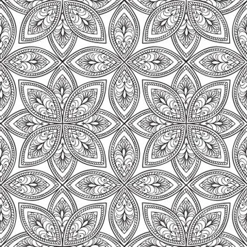 Floral seamless pattern Linear orient ornament Abstract background Stockillustratie