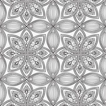 Floral seamless pattern Linear orient ornament Abstract background 스톡 일러스트
