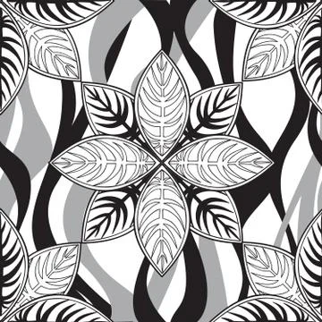 Floral seamless pattern. Linear ornament. Abstract background Stockillustratie