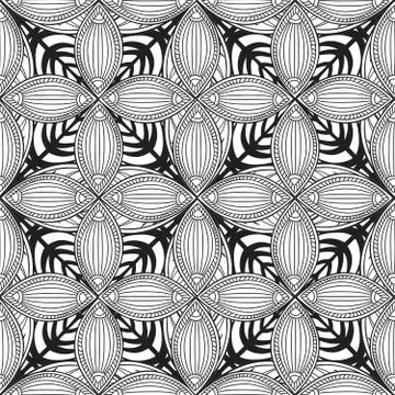 Floral seamless pattern. Linear ornament. Abstract background Stock Illustration
