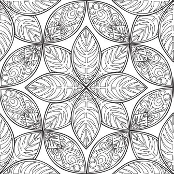 Floral seamless pattern. Linear ornament. Abstract background Stock Illustration