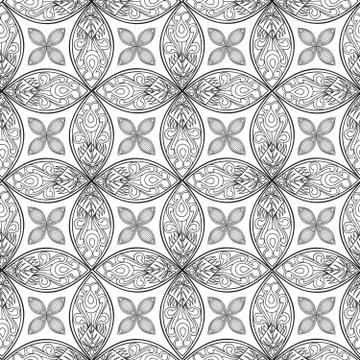 Floral seamless pattern. Linear ornament. Abstract background Stock Illustration