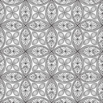 Floral seamless pattern. Linear ornament. Abstract background Stock Illustration
