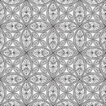 Floral seamless pattern. Linear ornament. Abstract background 스톡 일러스트